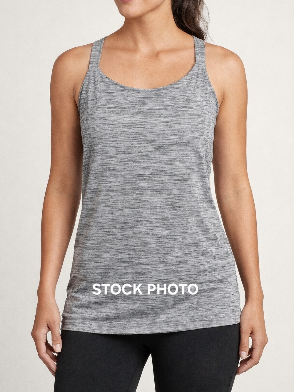 Eddie Bauer Gray Space Dye Athletic Tank | Built-In Bra Crossback